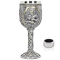 Medieval Viking Knight Chalice Wine Goblet Gothic Metal Cup Drinking Vessel with Wine Drip Ring for King/Queen's Party Decorations Wedding Prop