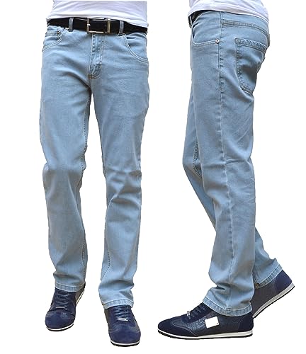 Mens Stretch Straight Leg Regular Fit Classic Basic Denim Jeans (UK, Waist & Inseam, 36, 34, Stone WASH)