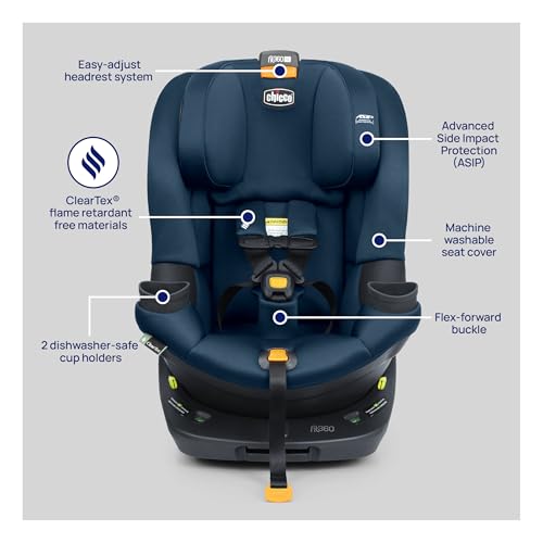 Image of Chicco Fit360 SE ClearTex Rotating Convertible Toddler Car Seat with 360 Degree Rotation for Rear-Facing and Forward-Facing Usage (No Infant Insert Included) | Stellar /Blue