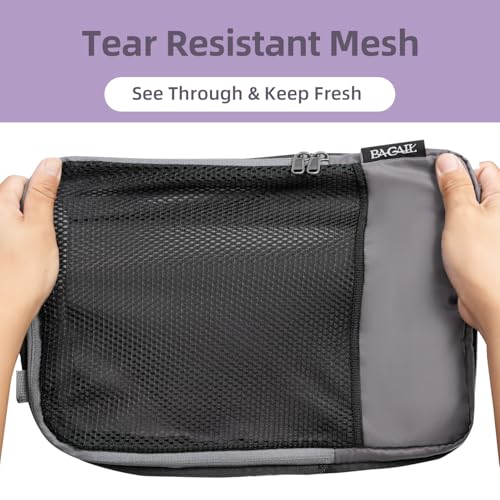 Image of BAGAIL 4 Set /6 Set /8 Set Compression Packing Cubes Travel Accessories Expandable Packing Organizers (Half Mesh, 6-Dark Grey)