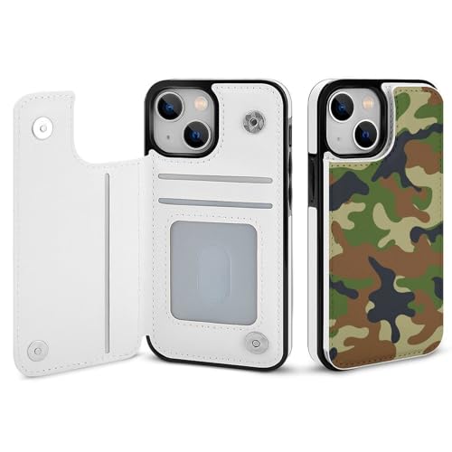 iPhone15Plus用ケース カバー 手帳型 迷彩 カモフラ柄 アイフォン15Plus用 カード収納 横置きスタンド機能 全面保護 Case