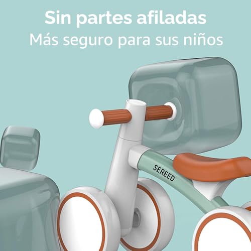SEREED Bicicleta infantil a partir de 1 ano, brinquedo para crianças de 12 a 24 meses, primeira bicicleta sem pedal com 4 rodas, presente de aniversário
