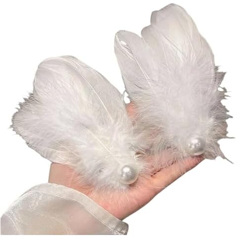 Traziewell Elegant White Feather Hair Clip Cover