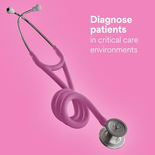 Image of 3M Littmann Cardiology IV Stethoscope, 6159C, 27 inch Rose Pink Satin Finish Tube for Added Comfort, Flexibility and Cleanability, Stainless Steel Chestpiece, More Than 2X as Loud, Weighs Less