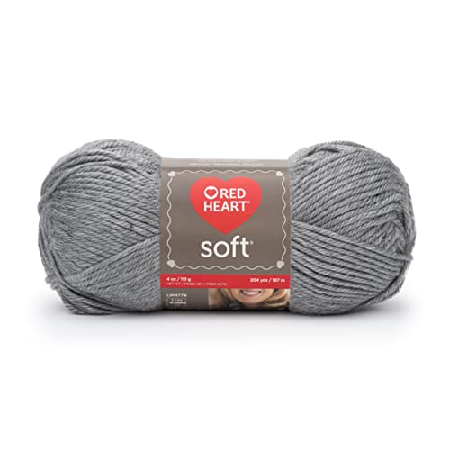 Image of Red Heart Soft Light Gray Heather Yarn - 3 Pack of 113g /4oz - Acrylic - 4 Medium (Worsted) - 256 Yards - Knitting /Crochet