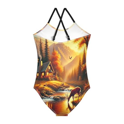 Fall Deer River Bathing Suits for Girls Swimsuit Swimwear Summer Beach One Piece Swimsuits2