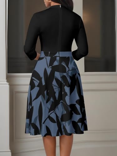 Image of PinkPatty Women's Casual A-line Midi Dresses 3 /4 Sleeve V Neck Fit and Flare Dress with Pockets