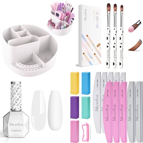 Kit de manicure con organizador, brochas y set de buffers
