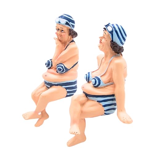 Figurines Dama en Bikini Sentada, Set de 2 Decoración de Playa miniatura 5