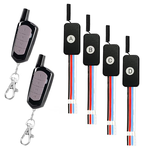 WOODGUILIN Interrupteur radio DC 4 voies Télécommande sans fil DC 5V/12V/24V 3A Mini interrupteur à distance,1 canal radio,pour réglettes d'éclairage,serrures de portes électriques,cloches d'alarme.