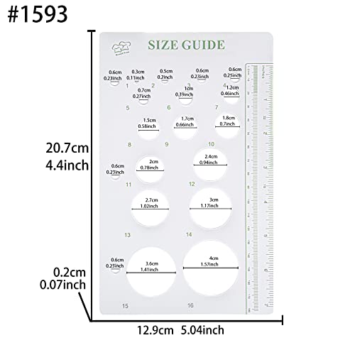 FUNSHOWCASE Fondant Gumpaste Flower Bud Ball Leaf Flowers Petiole Circle Size Guide Ruler, white - Image 2