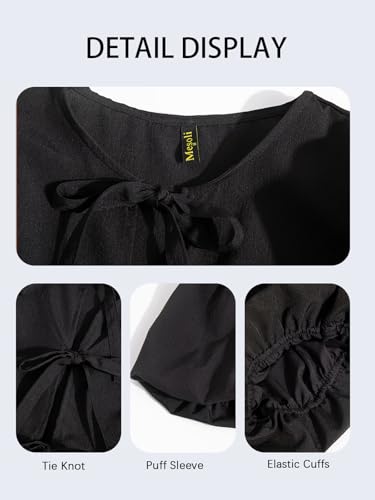 Womens Babydoll Peplum Tops Summer Puff Short Sleeve Bow Tie Blouse Y2k Cute Trendy 2025 Shirts4