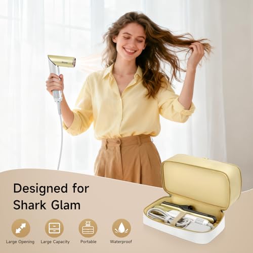 Image of Travel Hair Dryer Case for Shark Glam, Portable Hair Tools Bag for Shark FlexFusion, Double-Layer Storage Carrying Case for Shark FlexStyle Blow Dryer, Silki Straightener & Glossi Attachments Holder