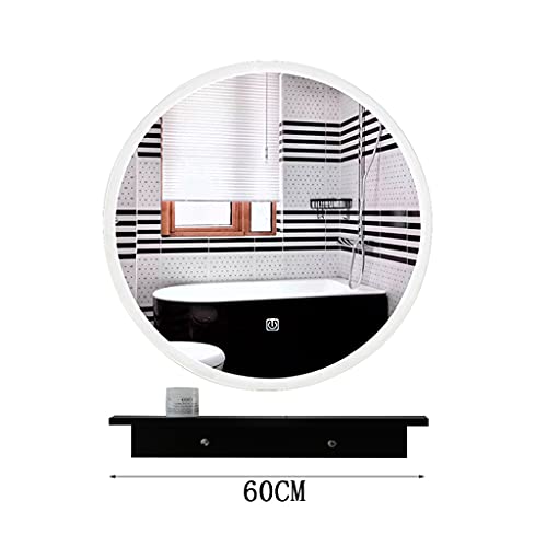 Frameloze Ronde Spiegel Aan De Muur Gemonteerde Spiegel, Badkamerspiegel Met Plank, Hangende Ijdelheidspiegel, Voor De… - Afbeelding 3