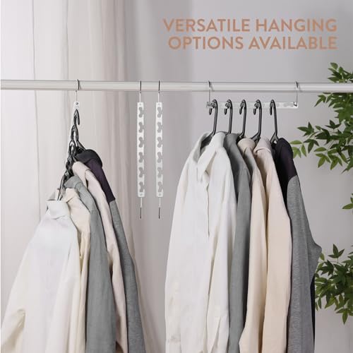 H&S Metal Space-Saving Hangers (Pack of 6) ā Magic Coat Hanger for Wardrobes ā Vertical Clothes Organiser to Reduce Space