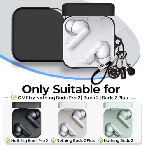 Image of Soft Silicone Case Cover for Nothing Buds Pro 2 | Buds 2 | 2 Plus with Gym Boxing Keychain (Black)