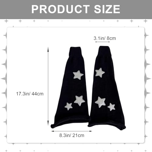 2Pcs Black White Leg Warmers for Girls Cute Leg Warmers Y2k Harajuku Knit Star Legwarmer Accessories for Women2