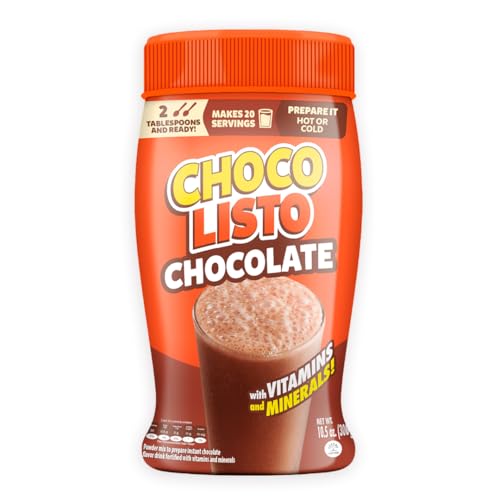 Chocolisto Instant Chocolate Drink, Nutritious Beverage with Vitamins and Minerals, 10.5 oz, Pack of 1.