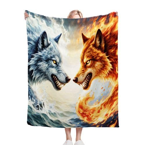 Couverture Polaire 220x240 Loup de qualité supérieure pour lit King Size