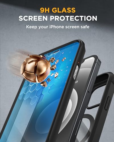 Image of Miracase Magnetic for iPhone 12 mini Case, [360 Full-Body Protection & Complete Camera Guard], Drop & Scratch-Resistant, Shockproof, Stylish Clear iPhone Case, iPhone 12 mini Cover, Black