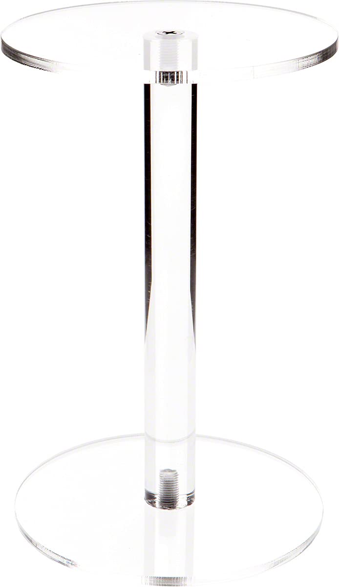 Plymor Clear Acrylic Round Barbell Pedestal Display Riser, 9.5" H x 6" D (1/4" thick)