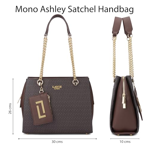 Image of Lavie Luxe Women's Monogram Ashley Satchel Bag | Satchel Handbag For Work | Ladies Purse | Stylish Shoulder Bag | Gift For Women