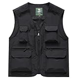 [Manatsulife] ベスト メンズ 夏 メッシュ フィッシングベスト 背面取り外し可能 多ポケット 多機能 防災 撥水 軽量 通気 カメラマン アウトドア 釣り 登山 おしゃれ 8858 (XL, ブラック)