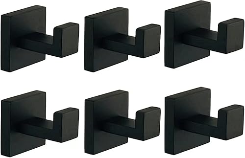 LGSFTBFS Paquete de 6 ganchos cuadrados para toallas de baño, gancho negro para toallas de cocina y baño, gancho de acero inoxidable SUS304, ganchos disponible en Yaxa Colombia