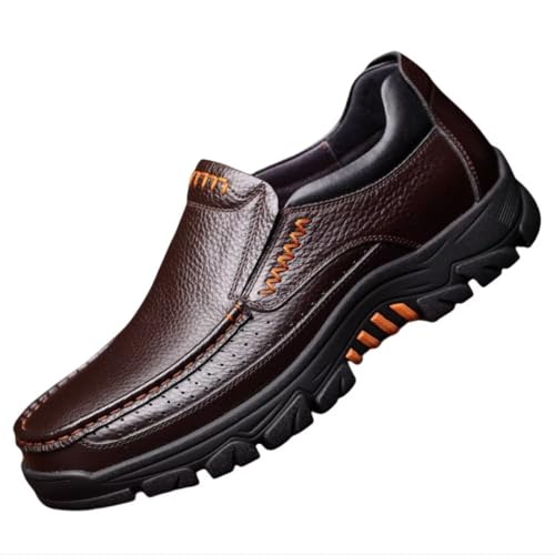 Men's Cow Leather Waterproof Comfy Non Slip Soft Slip On Casual Shoes