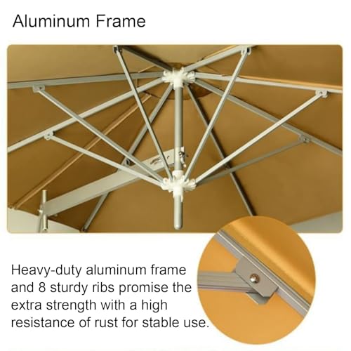 Naścienny zewnętrzny parasol tarasowy, regulowany, uchylny parasol przeciwsłoneczny, trwały metalowy słupek i aluminiowa rama do ogrodu, tarasu, balkonu i rozwiązań zaciemniających