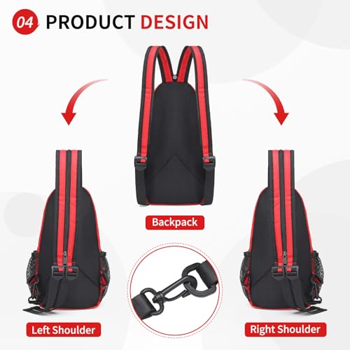Image of Convertible Sling Bags for Women Men, Lightweight Crossbody Backpack Daypack Fit for 7.9 inch Tablet for Casual Travel Sport Hiking (Red)