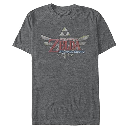Nintendo Men's TLOZ Skyward T-Shirt, Charcoal Heather, Medium