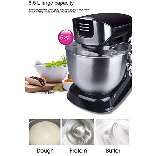 1300W Lebensmittel Küchenmaschine, 3 in 1 Multifunktionsküchenmaschine Mit 6.5L Food Grade Schüssel, Fleischwolf, Full… – Bild 8