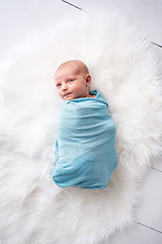 Image of Woombie AirWrap Organic Swaddle - Old Fashioned Receiving Blankets for Babies - Lightweight, Vented Design, Ocean Blue, 44 x 44 in.