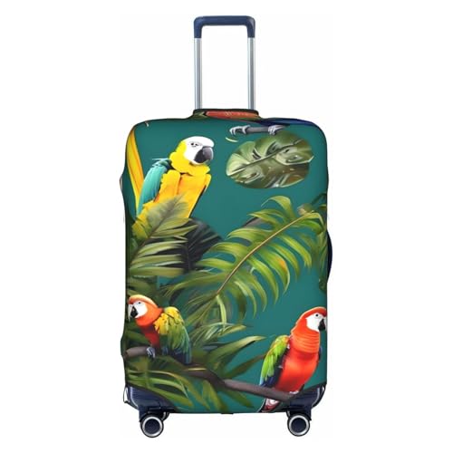 Tropical Plants And Parrots Print Luggage Cover For Suitcases, Travel Case Protector, Simple & Convenient Installation