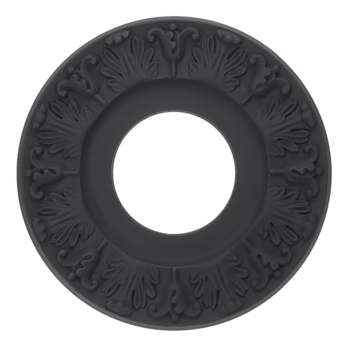 PATIKIL Medallones de Techo, 25.5x10cm Rosetón de Estuco de Espuma PU Placa de Cubierta Medallón de Araña Flores Talladas para Techo Ventilador Pared Lámpara, Estilo Elegante, Negro