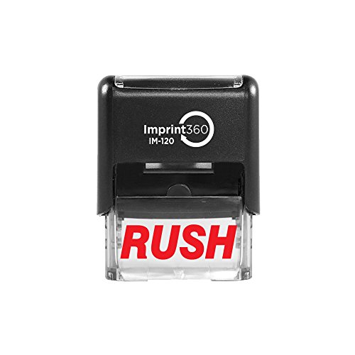 Imprint 360 AS-IMP1039 - Rush, Heavy Duty Commerical Quality Self-Inking Rubber Stamp, Red Ink, 9/16" x 1-1/2" Impression Size, Laser Engraved for Clean, Precise Imprints