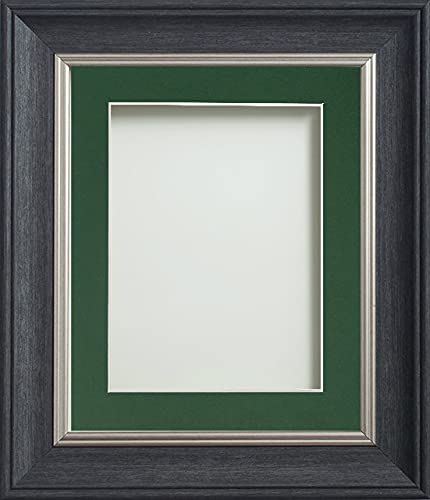 Frame Company Drummond Range Charcoal A4 Picture Photo Frame with Bottle Green Mount for Image 9x6 inch * Choice of Sizes* Fitted with Real Glass