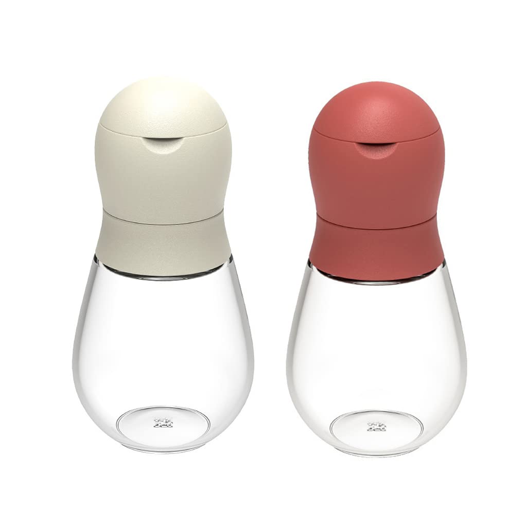 YANCI® Salt and Pepper Grinder, Ceramic Grinders, Easy to Fill & Use, Season to Perfection with Adjustable Coarseness Grinder Lids, Refillable Mill Shakers to Retain Freshness (Pack of 2, Red & White)