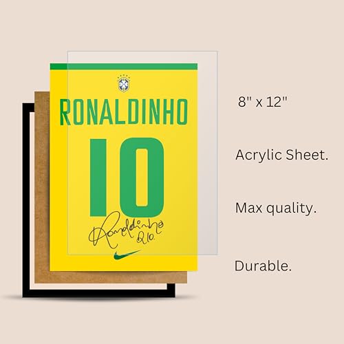 Image of Posternet Ronaldinho Gaucho Wall Poster Frames | 8x12 inch | World Cup special signed Jerseys Series | Hanging Wall Artwork Frames for Living Room, Bedroom, Office and Etc