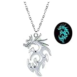 Dragon Necklace Stainless Steel Dragon Necklace Glow in the Dark Dragon Necklace for Women Men Summer Graduation Necklace Jewelry Gift