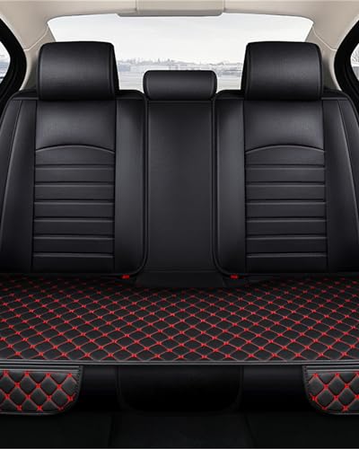 Image of STHIRA 3Pcs Car Seat Covers PU Luxury Front Seat Cushion Mat Fashion Car Seat Cover with Storage Pouch Long Rear Seat Cover Anti-Slip Car Seat Cover