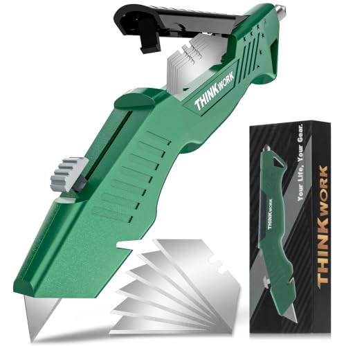 THINKWORK Utility Knife Box Cutter, Retractable & All Metal