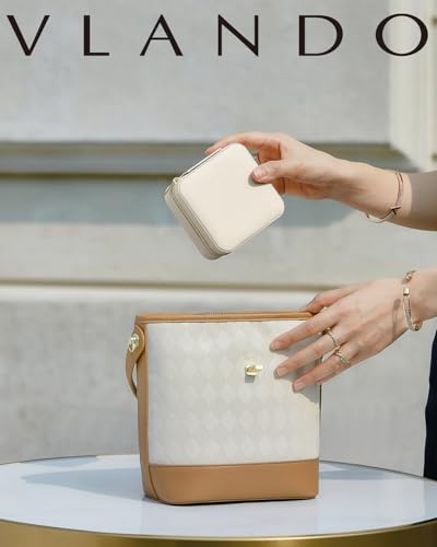 Vlando Schmuckaufbewahrung Schmuckkästchen Klein, Schmuckschatulle für Mädchen, Schmuckbox Damen, Reise Schmuck Etui, Jewelry Organizer Leder, für Ohrringe, Halsketten, Ringe, Geschenk Hochzeit