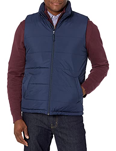 Amazon Essentials Men's Midweight Fleece-Lined Insulated Puffer Vest, Navy, X-Large