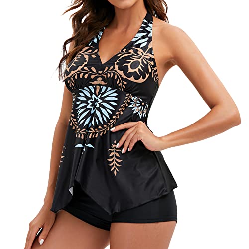 Tankini pour femme masquant le ventre avec haut bandeau croisé