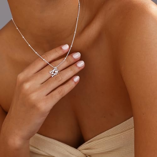 Initial Necklaces for Women,Cute Heart Letter Necklace Small Silver Necklace for Women Trendy Silver Jewelry3