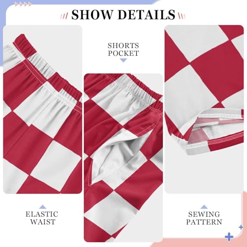 Hand Drawn Christmas Red Checker Boys Pants for Kids Jogger Pants with Pockets S-XL4