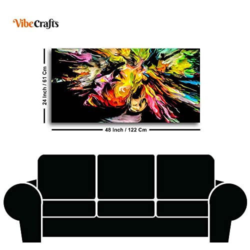 Image of VIBECRAFTS Canvas Paintings for Living Room Drawing Room Colorful Abstract Human Head Canvas Wall Painting Fitted With Wooden Frame For Home | Office | Living Room | Gift (PTVCH 2478)