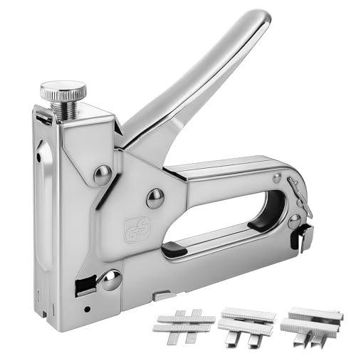 Pistola Sparapunti 3 in 1 con 1200 Graffette, Graffettatrice Manuale Multifunzionale, Spillatrice per la Decorazione, Mobili, Porte e Finestre, con Potenza Regolabile e Design Ergonomico